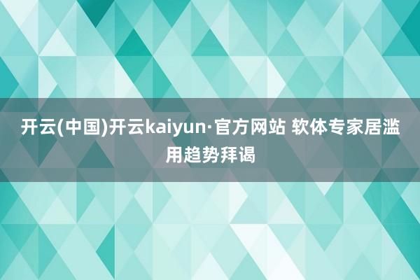 开云(中国)开云kaiyun·官方网站 软体专家居滥用趋势拜谒
