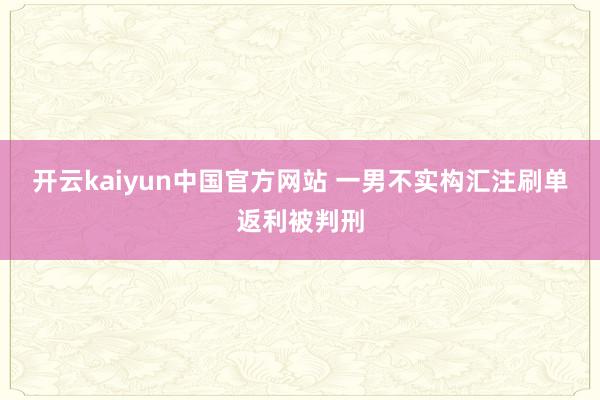 开云kaiyun中国官方网站 一男不实构汇注刷单返利被判刑