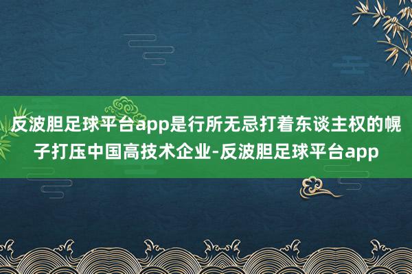 反波胆足球平台app是行所无忌打着东谈主权的幌子打压中国高技术企业-反波胆足球平台app