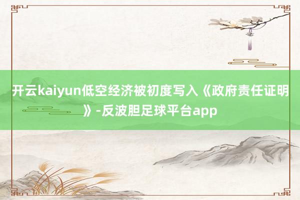 开云kaiyun低空经济被初度写入《政府责任证明》-反波胆足球平台app