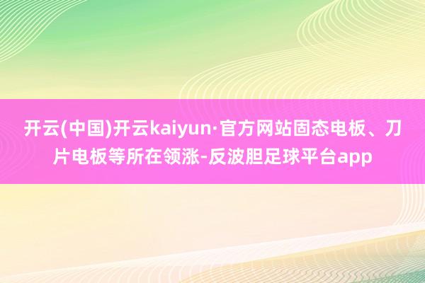 开云(中国)开云kaiyun·官方网站固态电板、刀片电板等所在领涨-反波胆足球平台app