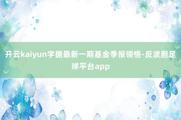 开云kaiyun字据最新一期基金季报领悟-反波胆足球平台app