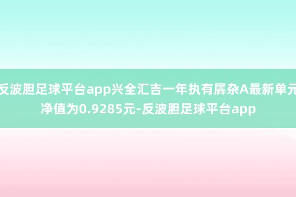 反波胆足球平台app兴全汇吉一年执有羼杂A最新单元净值为0.9285元-反波胆足球平台app