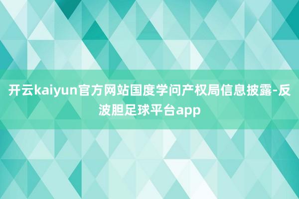 开云kaiyun官方网站国度学问产权局信息披露-反波胆足球平台app