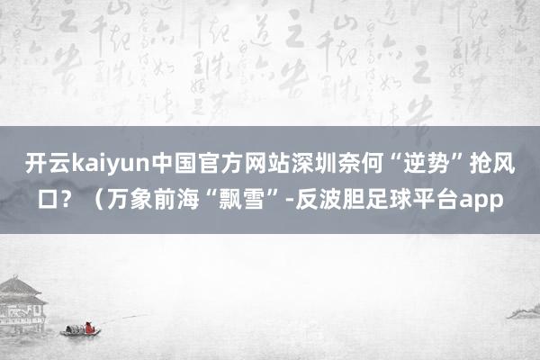 开云kaiyun中国官方网站深圳奈何“逆势”抢风口？（万象前海“飘雪”-反波胆足球平台app