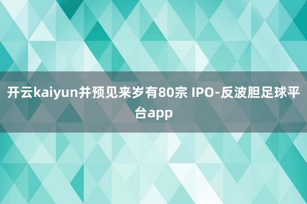 开云kaiyun并预见来岁有80宗 IPO-反波胆足球平台app