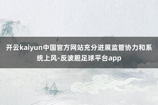 开云kaiyun中国官方网站充分进展监管协力和系统上风-反波胆足球平台app