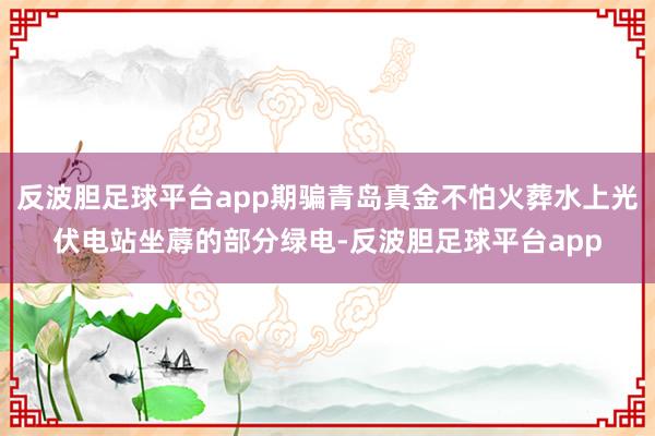 反波胆足球平台app期骗青岛真金不怕火葬水上光伏电站坐蓐的部分绿电-反波胆足球平台app