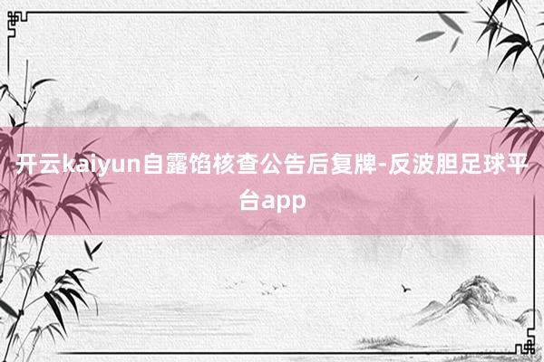 开云kaiyun自露馅核查公告后复牌-反波胆足球平台app