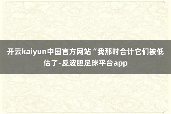 开云kaiyun中国官方网站　　“我那时合计它们被低估了-反波胆足球平台app