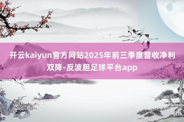 开云kaiyun官方网站2025年前三季度营收净利双降-反波胆足球平台app