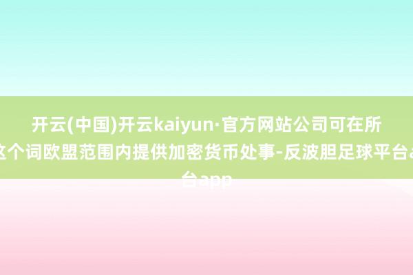 开云(中国)开云kaiyun·官方网站公司可在所有这个词欧盟范围内提供加密货币处事-反波胆足球平台app
