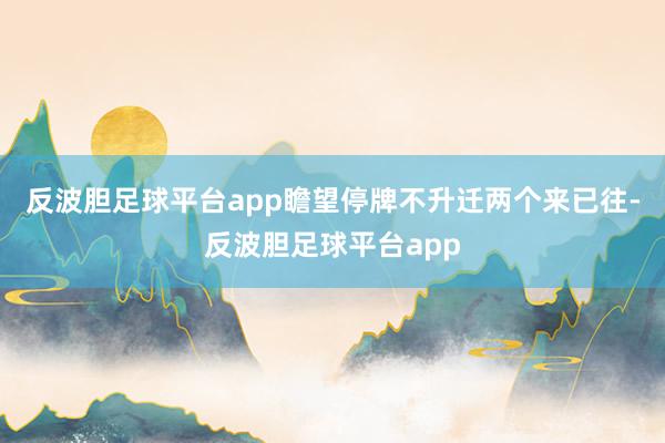 反波胆足球平台app瞻望停牌不升迁两个来已往-反波胆足球平台app