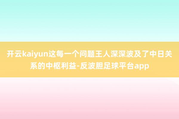 开云kaiyun这每一个问题王人深深波及了中日关系的中枢利益-反波胆足球平台app